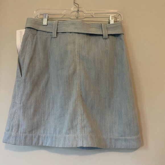 Akris Punto Sun Bleached Denim A-Line Mini Skirt with Belt New with Tags Size 6 - Picture 2 of 7
